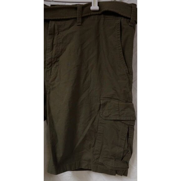 Mutual Weave Mens 48x11 Green Stretch Belted Heavyweight Canvas Cargo Shorts - Picture 3 of 12
